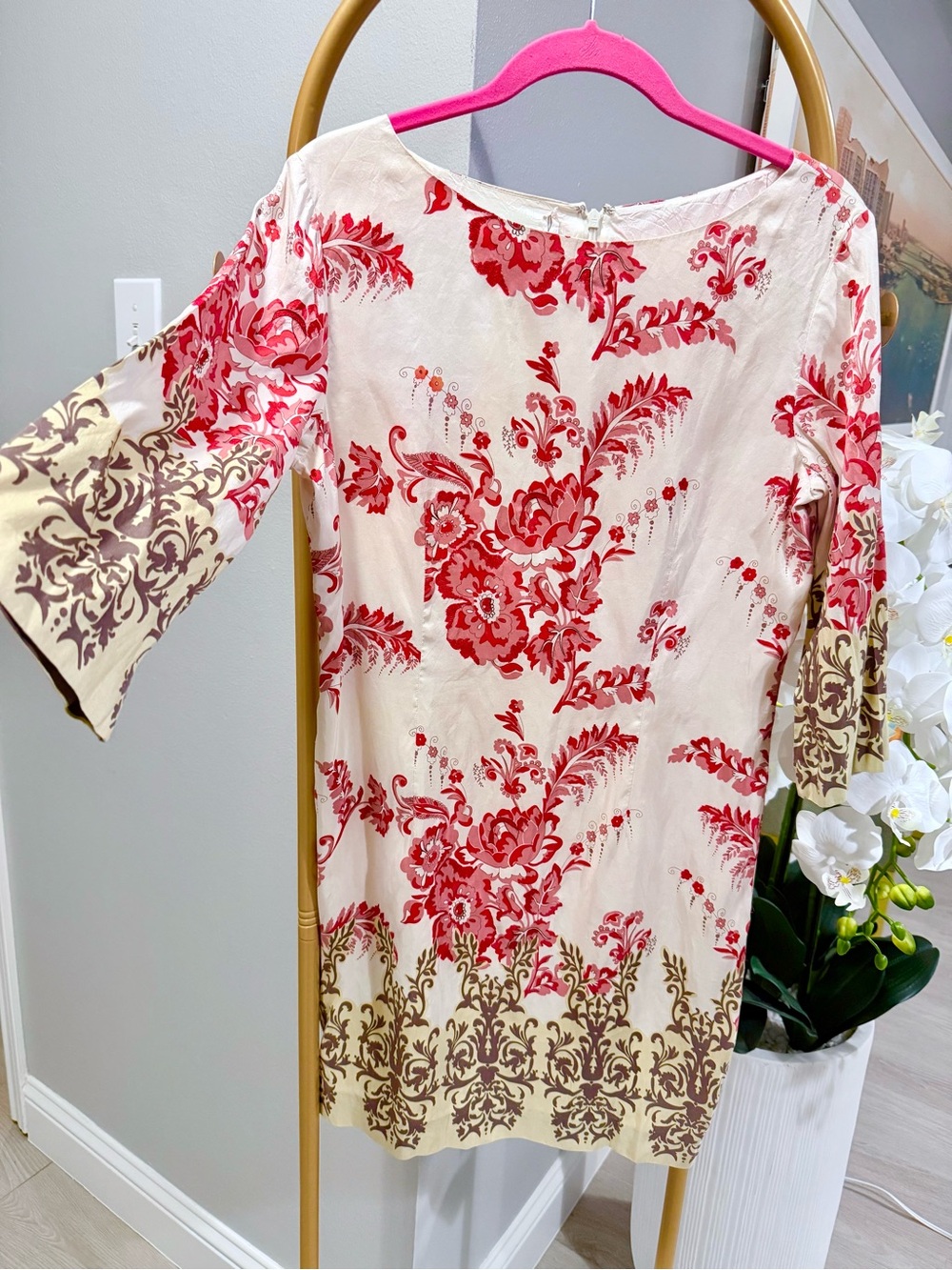Neiman Marcus Silk Longsleeve Dress Floral Size 8